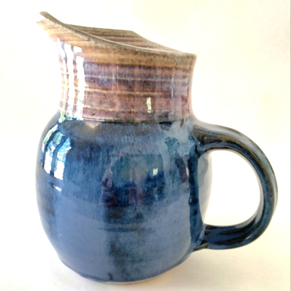 Vintage stoneware artist-signed hand-glazed jug / urn
